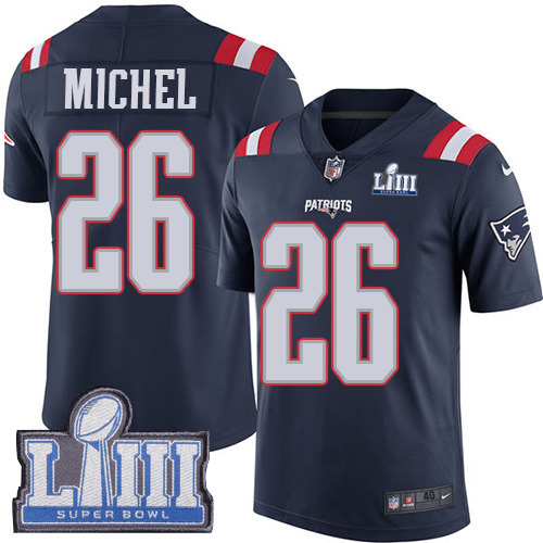 Women New England Patriots #26 Michel blue Nike Vapor Untouchable Limited 2019 Super Bowl LIII NFL Jerseys->dallas cowboys->NFL Jersey